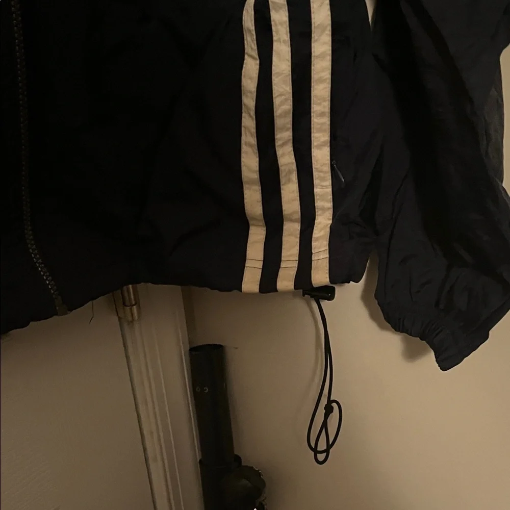 Adidas Vintage Black Jacket with White Accents